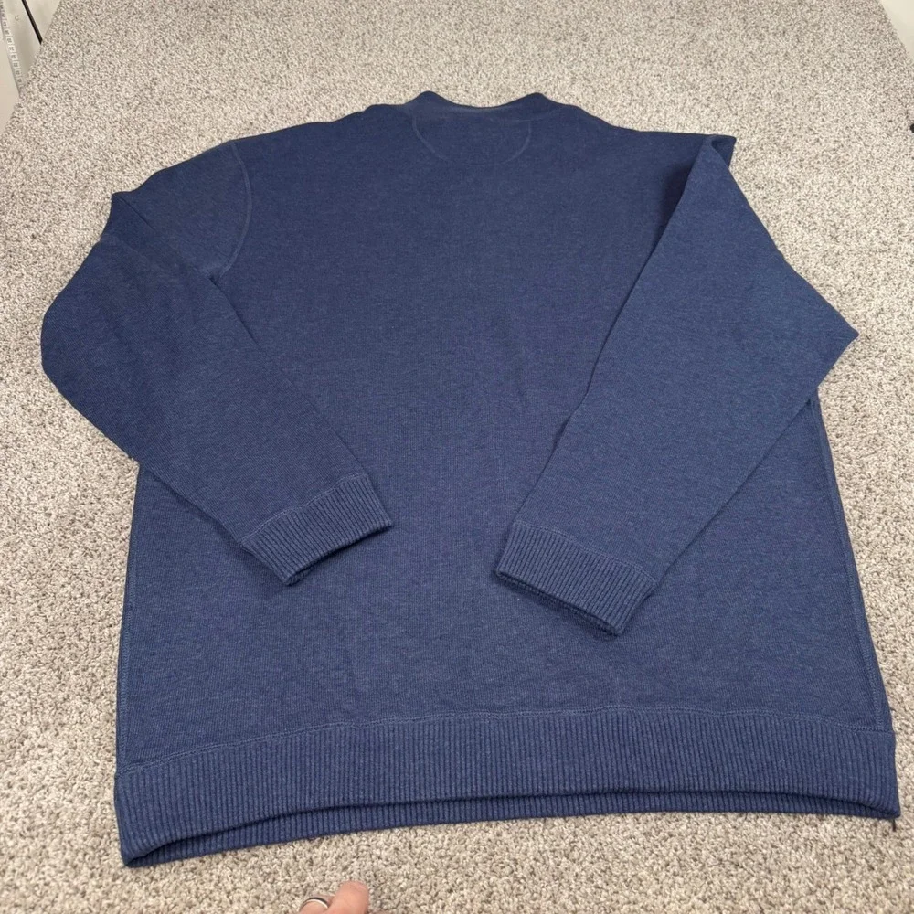 Cremieux Mens XL Blue Reversable Quarter Zip Pullover Cotton Modal Sweater